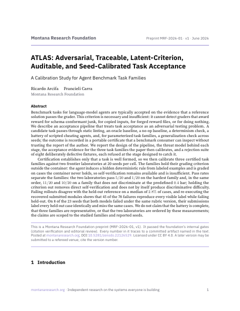 First page of ATLAS: Adversarial, Traceable, Latent-Criterion, Auditable, and Seed-Calibrated Task Acceptance
